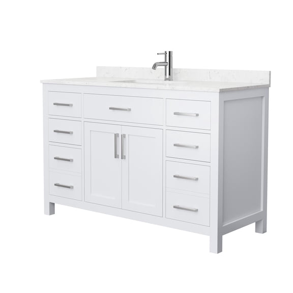Wyndham Collection Beckett 54" Wood Single Bathroom Vanity in White/Nickel