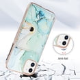 thumbnail image 3 of Slim Wallet Design for iPhone 11 Case with Card Holder, Marble Pattern Back Flip Case PU Leather Kickstand Card Slots Magnetic Clasp Shockproof Anti-fall for iPhone 11, Green, 3 of 5