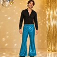 thumbnail image 2 of Men's Sequin Bell Bottom Pants 70s Retro Stretch Flared Trousers Light Blue 180, 2 of 5