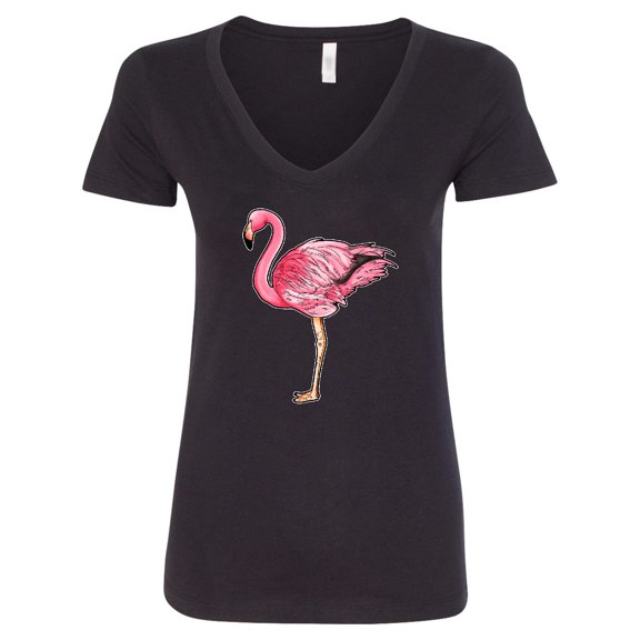 Inktastic Pink Flamingo Women's V-Neck T-Shirt