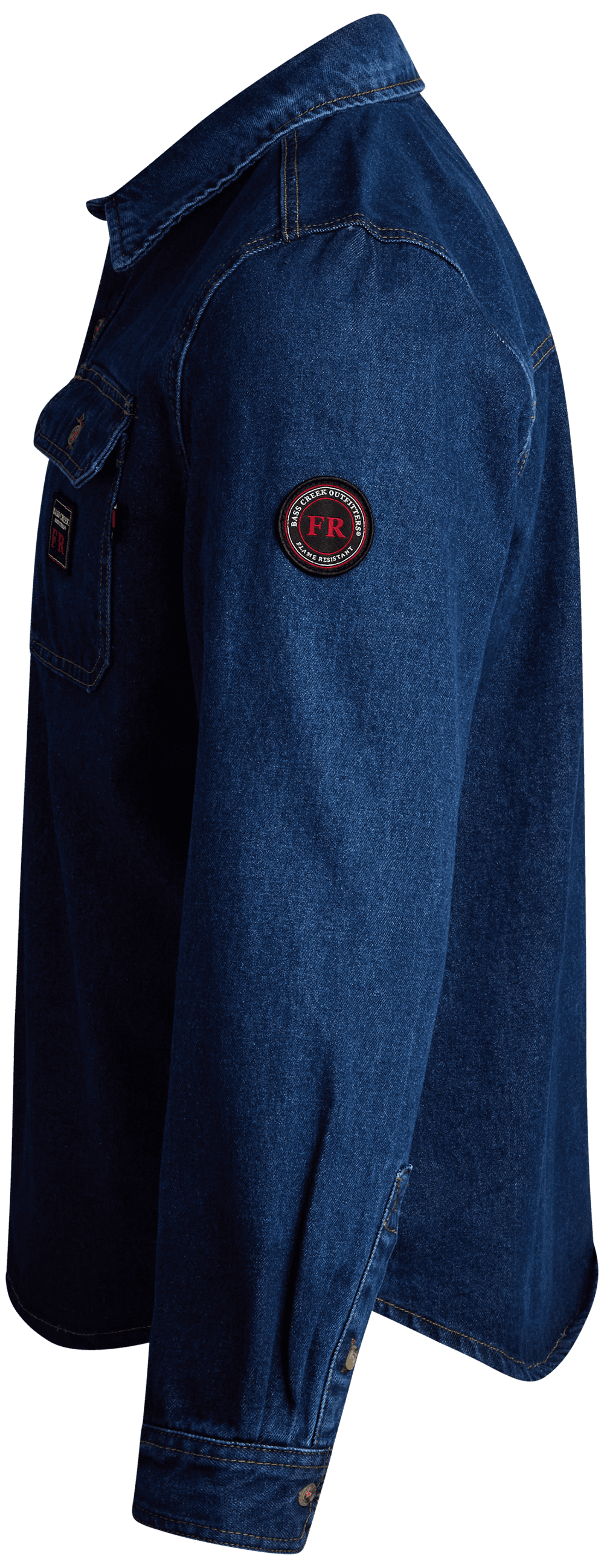 Bass Creek Outfitters Men's Flame Resistant Long Sleeve Denim Work Shirt, Sizes M-2XL