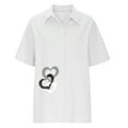 thumbnail image 4 of Mujeres Impreso Manga Corta Botón Suelto Turndown Collar Camisa Blusa Sólida Tops OAVQHLG3B Store lin121212, 4 of 5
