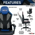 thumbnail image 3 of Techni Sport TS-30 Ergonomic High Back Racer Style Video Gaming Chair, Blue, 3 of 8