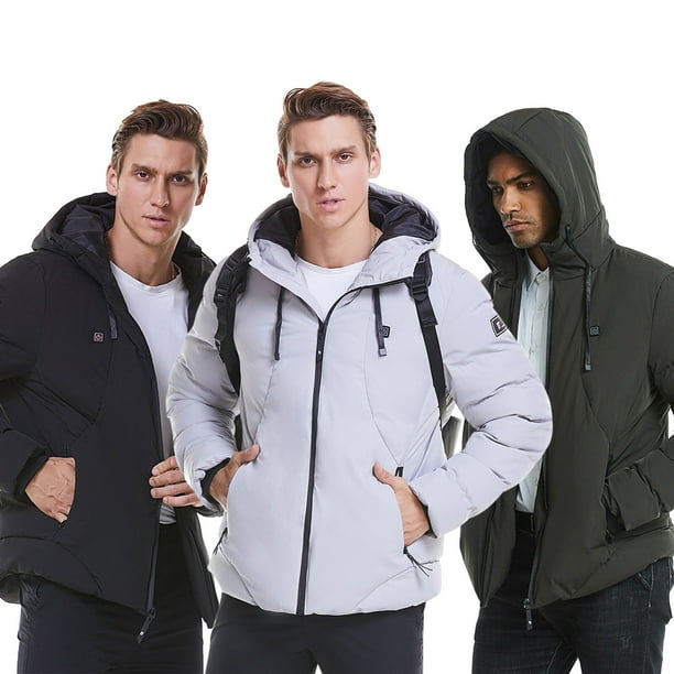 Abrigo calefactable para hombre Chaquetas calidas electricas USB Sudadera con capucha gruesa de invierno Bodega Aurrera en linea