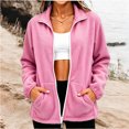 thumbnail image 2 of Husipze Women's Fleece Jacket Lightweight Full Zip Stand Collar Soft Warm Fall Winter Outerwear with Side Pockets Pink S, 2 of 6