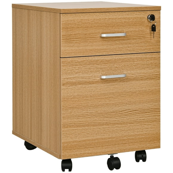 Vinsetto Armoire à Dossiers Verrouillable 2 Tiroirs avec Roulettes