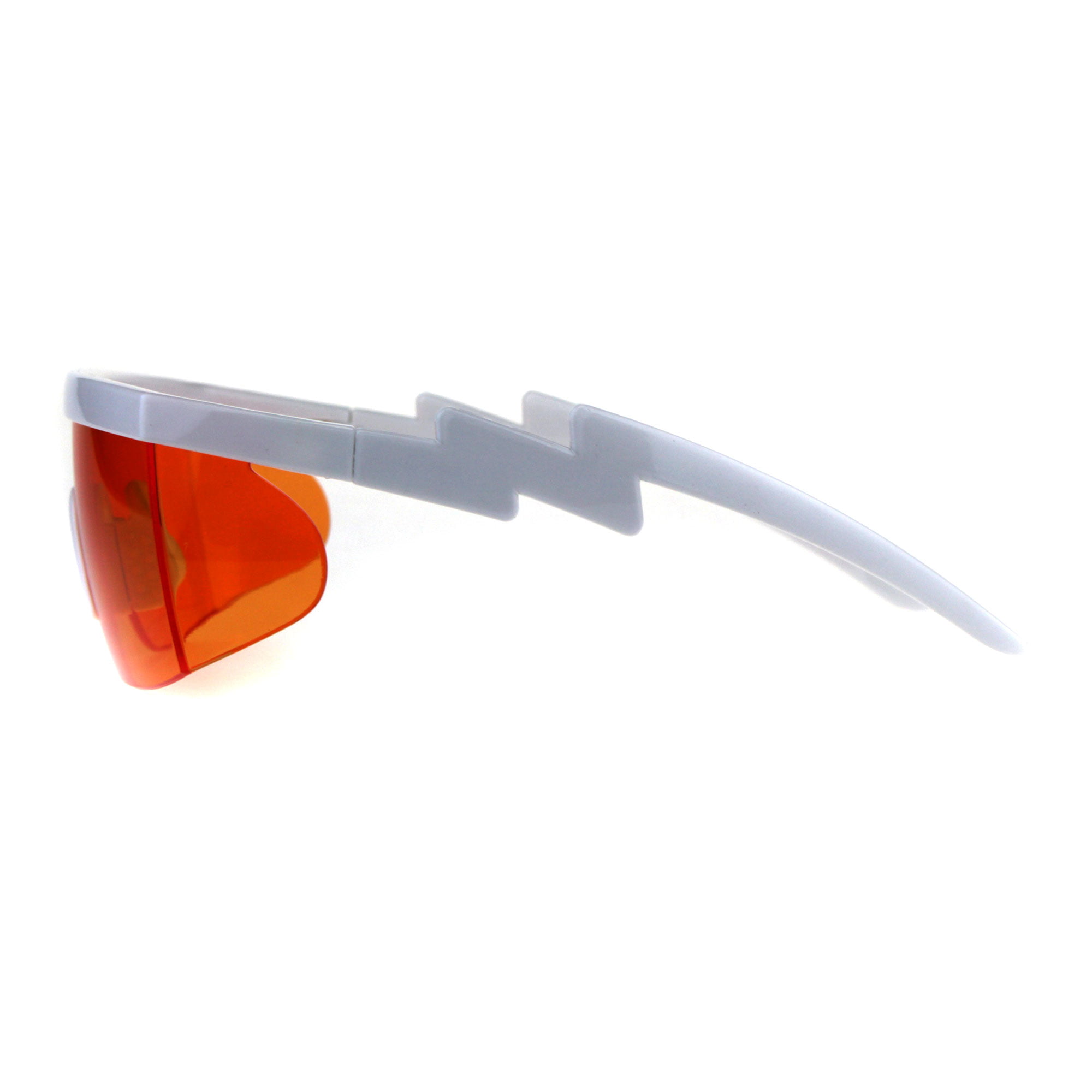 Reflective Color Mirror Lens 80s Neon Splatter Bolt Arm Half Rim Shield  Sunglass