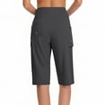 thumbnail image 3 of RQYYD Women's Bermuda Shorts with Pockets 11" Knee Length Stretch Comfy Drawstring Long Shorts for Women Summer Walking Dark Gray L, 3 of 6