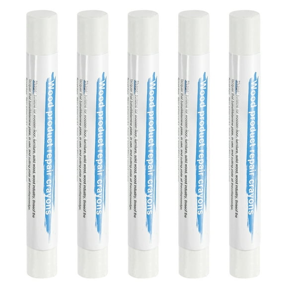 Uxcell 5pcs Wood Filler Sticks Wooden Wax Touch Up Furniture Repair Crayons for Scratch Cracks Hole Table Wood Floor, Pure White