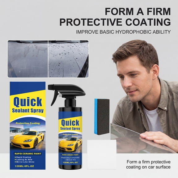 Hikmarion Ceramic Coating Spray for Cars - 9H Nano Paint Sealant, Hydrophobic Protective Coating, Quick Detailer for Gloss & Shine, Car Paint Rejuvenator (120ml, 1PC)