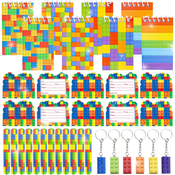 Building Block Theme Party Decorations 40-Piece Set - Creative Supplies for Themed Celebrations