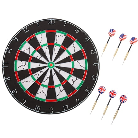 Hey! Play! 18 inch Double-Sided Flocking Dartboard with Six 17g Darts