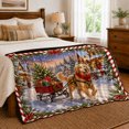 thumbnail image 6 of Christmas Village Winter Scene Golden Retriever Pulling Wagon, Festive Pet Portrait Pattern, Warm Flannel Blanket for Living Room and Reading Nook, Dog Lovers Christmas Gift, Pet Lover Home Decor, 6 of 7