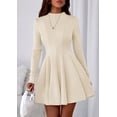thumbnail image 2 of Vestido PRETTYGARDEN Beige Manga Larga Línea A con Volantes M, 2 of 8