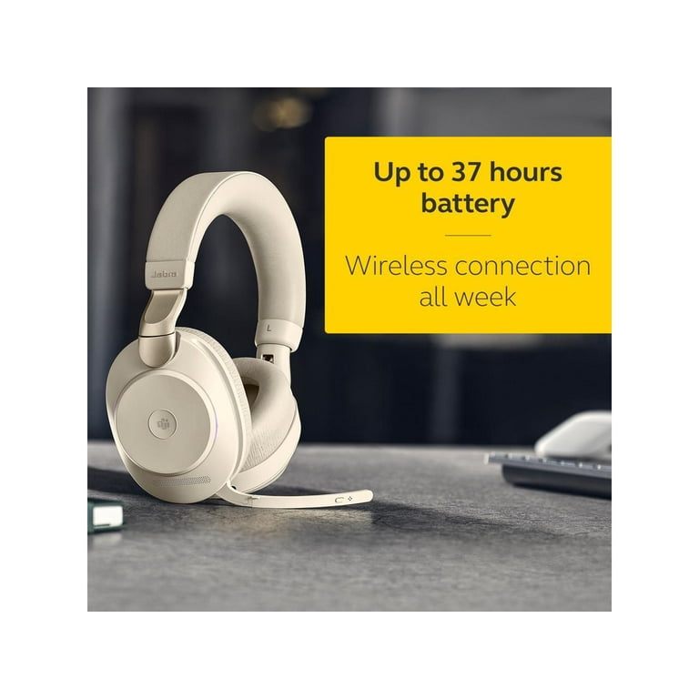 Jabra Evolve2 85 UC Wireless Headphones with Link380a, Stereo, Black –  Wireless Bluetooth Headset for Calls and Music, 37 Hours of Battery Life