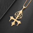 thumbnail image 2 of High Quality Cut Stainless Steel Inverted Pentagram Symbol Pendant Necklace for Men Gothic Trident Cross Jewelry Accessories, 2 of 5