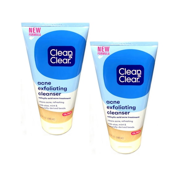 Clean & Clear Acne Triple Clear Exfoliating Scrub, Oil Free 5 oz (Pack of 2)