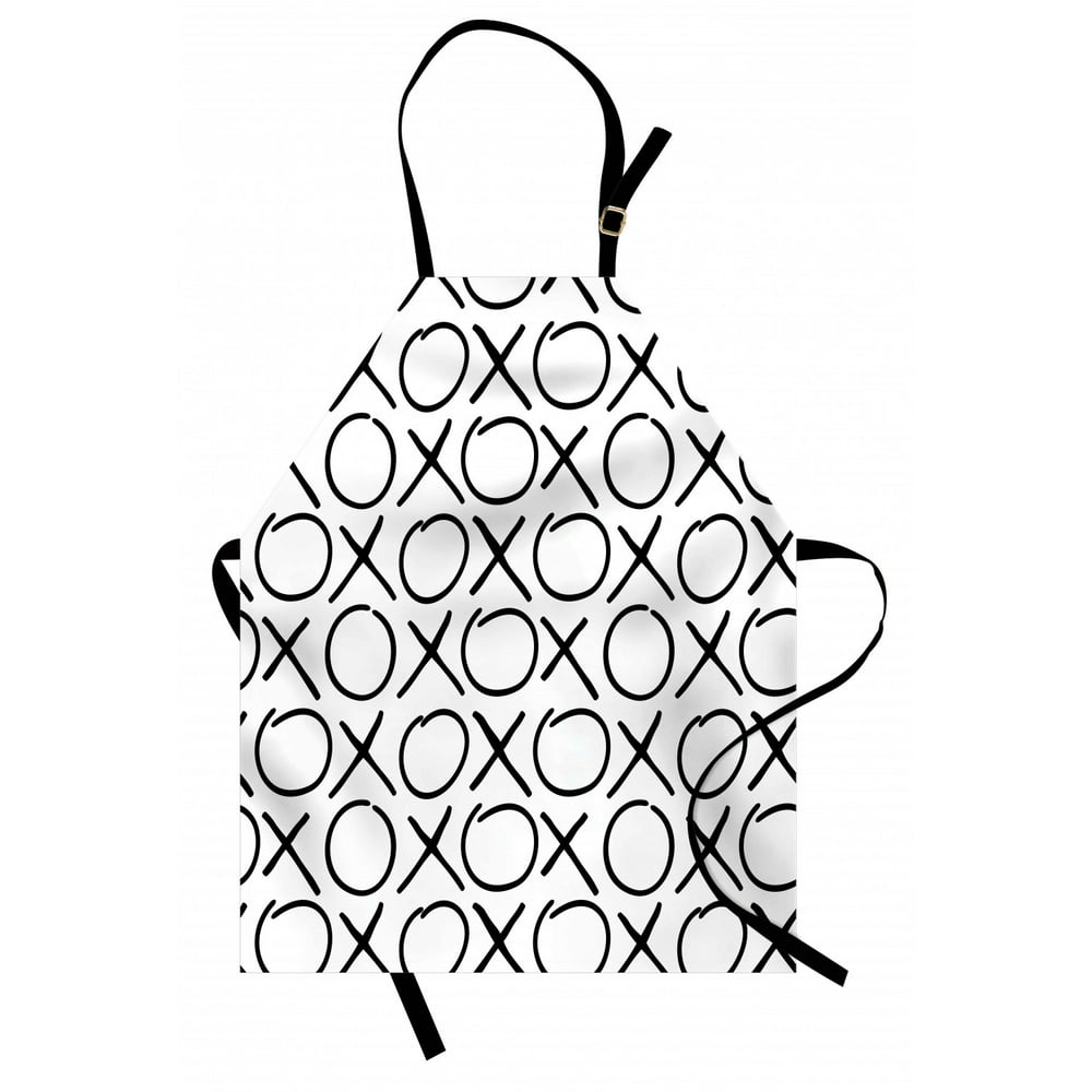 Xo Apron Doodle Style Pattern with Friendship Monochrome Letters ...