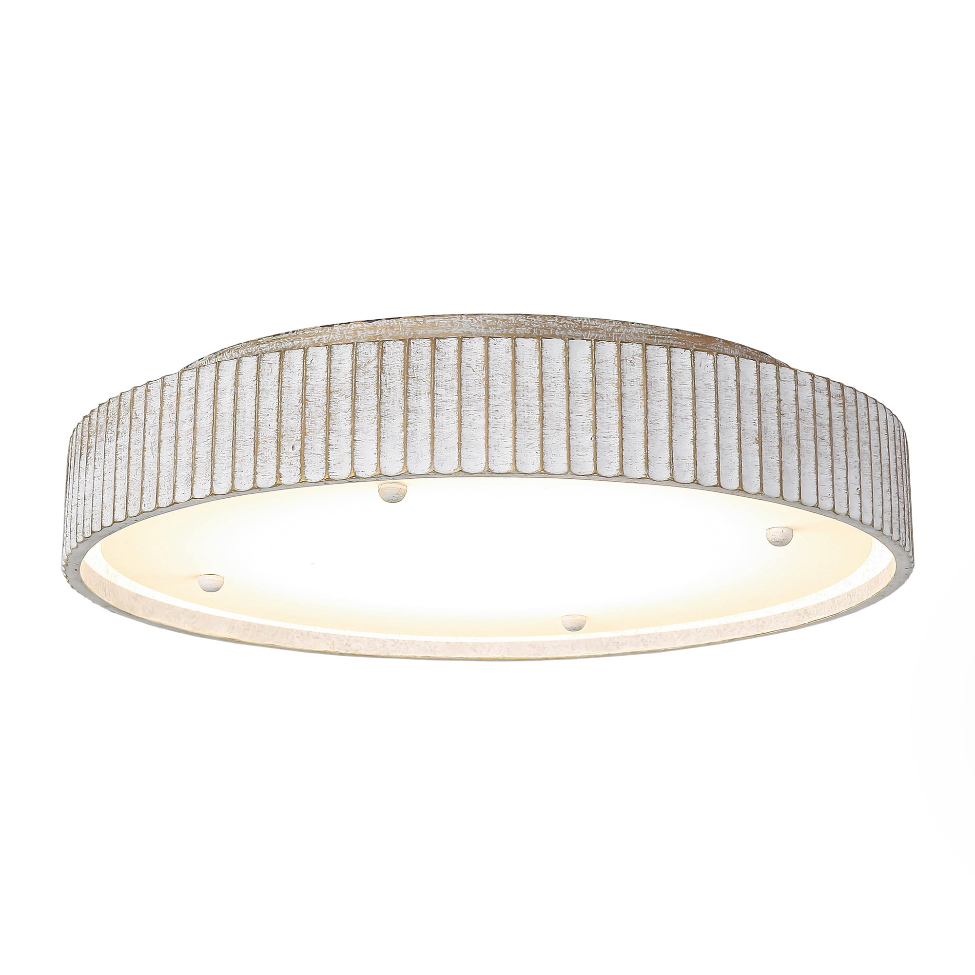 18" Dstressed White Drum Flush Mount LED Ceiling Light, 3CCT for Hallway Bathroom Kitchen or Stairwell