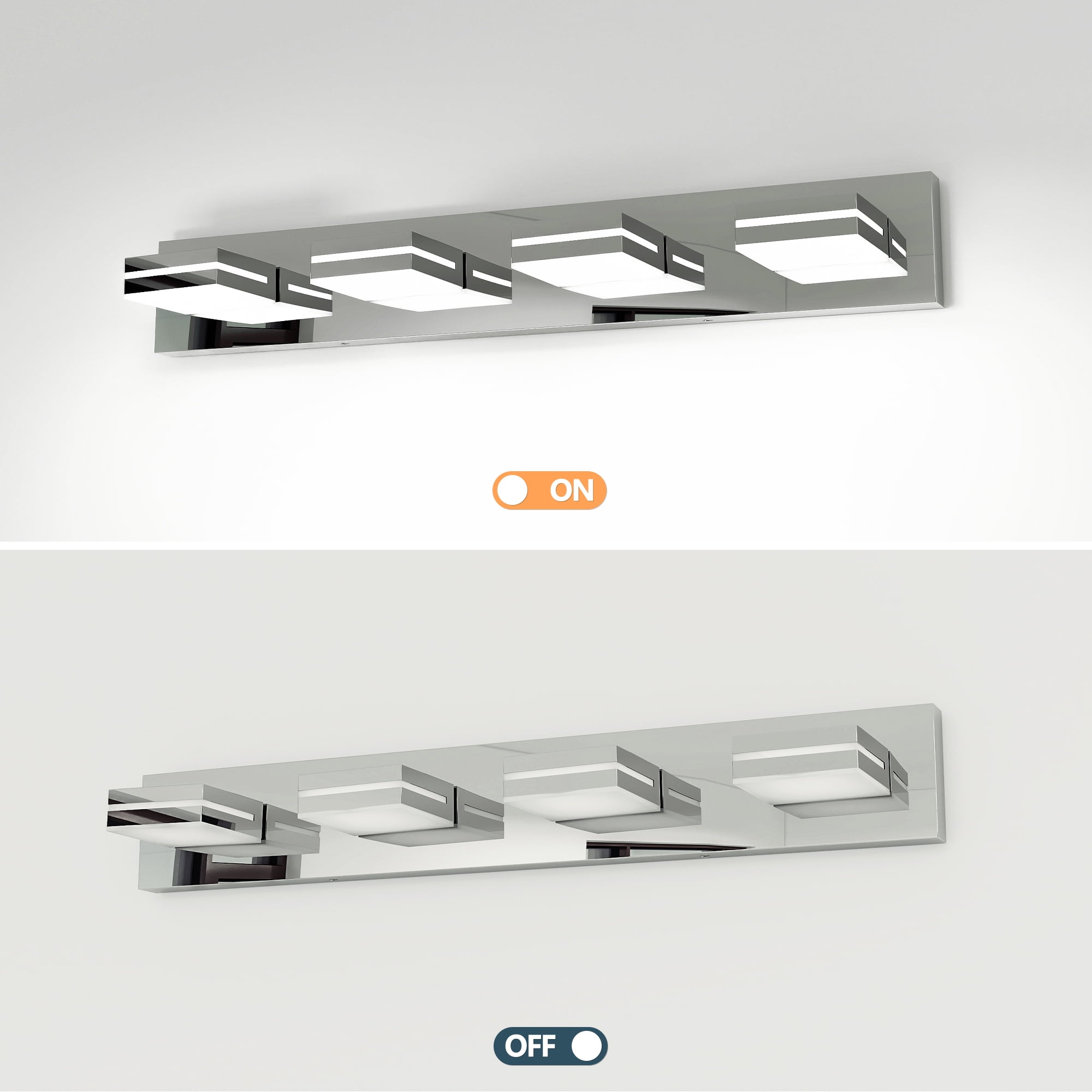 Jopath Modern 4-Light Wall Sconce for Bathroom and Mirror, LED Vanity Light Fixture with Sleek Minimalist Design, Elegant Over Mirror Vanity Light for Bathroom Vanity Mirror Chrome