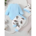 thumbnail image 3 of GXFC Baby Fall Cute Outfits Clothes for Girls Boys 6M 9M 12M 18M Infant Long Sleeve Rompers and Elastic Waisted Long Pants and Hat 3Piece Casual Autumn Clothing for Newborn Toddler, 3 of 9