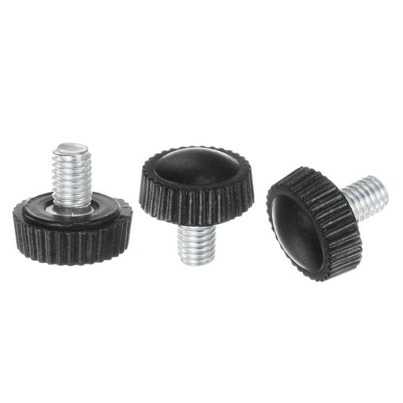 Uxcell 30 Packs M5 x 8mm Metric Male Thread Knurled Knobs Thumb Screw Clamping Knobs Grip Black