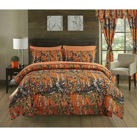 Regal Comfort The Woods Orange Camouflage Queen 4 Piece Premium