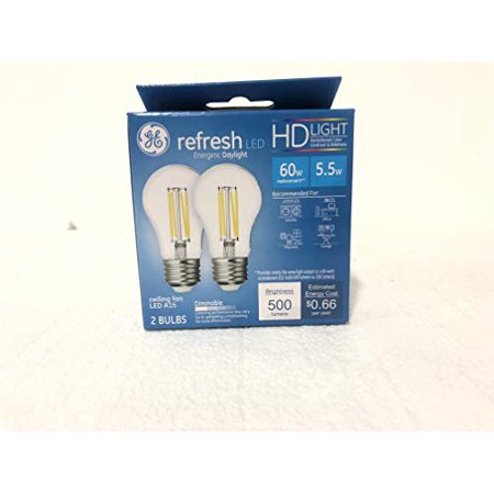 - Ge 46661 Hd Light Refresh 60W A15 Celling Fan Dimmable 500 lumnes 2 Bulbs
