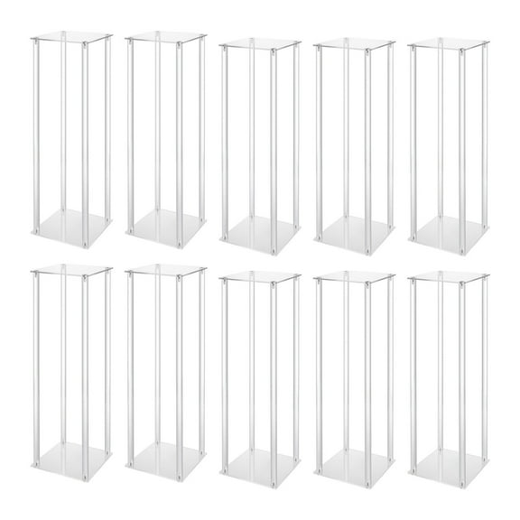 10Pcs 24inch Clear Acrylic Vases Column Flower Stand Party Wedding Centerpiece Tables Decorations,Tall Flower Vases for Centerpieces, Floral Pillars Bouquet Display Rack