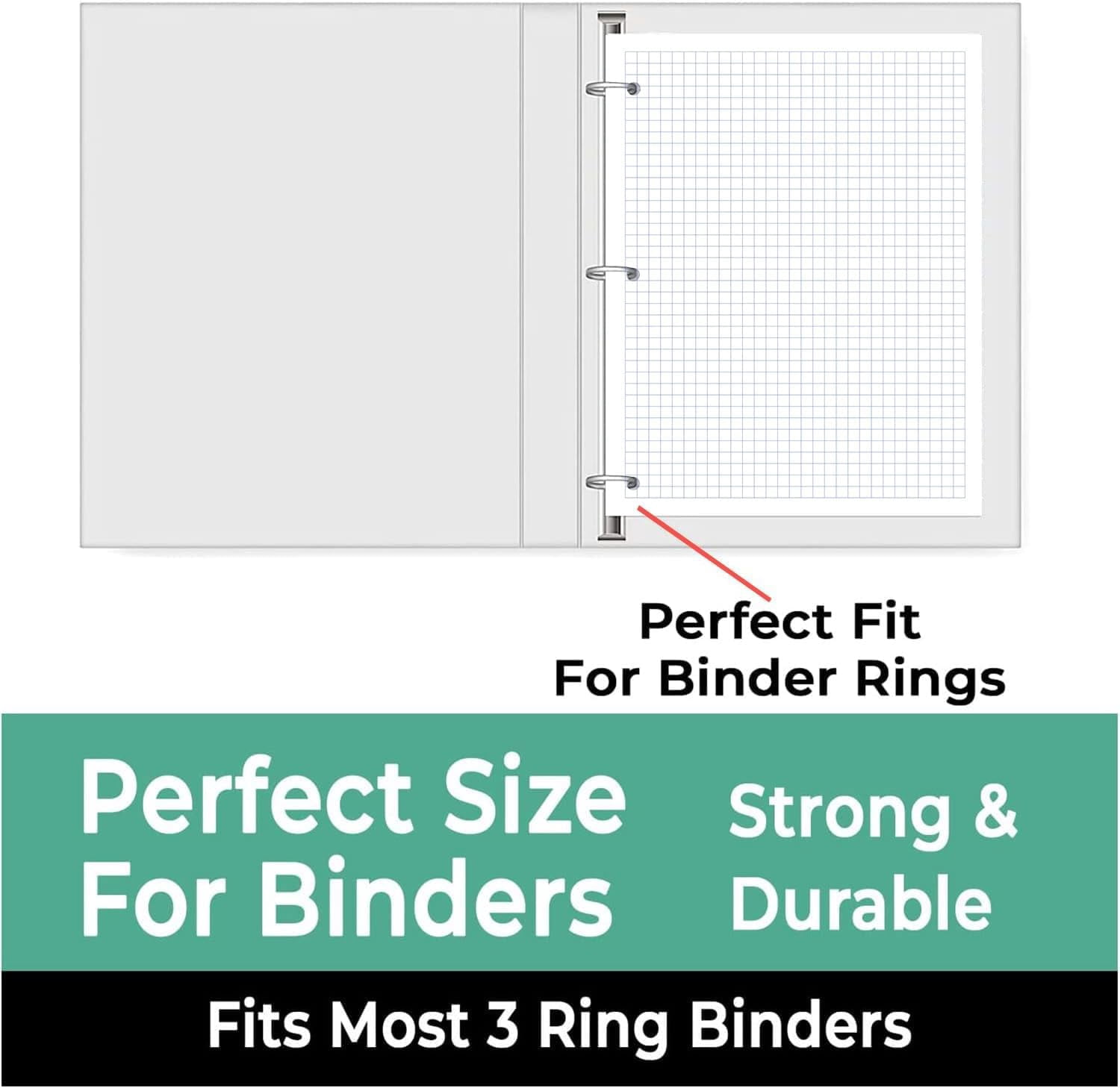 Loose Leaf Paper Bulk, 3600 Sheets, 24 Pack, Graph Ruled Sheets, 8 x 10.5", 150 Sheets/Pack, 3 Hole Punch, Bulk Graph Paper, Quad Ruled Sheets, Fits Standard Binders, Fights Ink Bleed, White