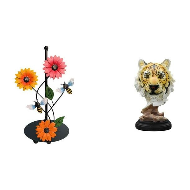 Soporte de papel higiénico,Soporte para toallas de papel de encimera,Soportes para rollos de cocina,toallas de papel de pie,Escultura de mesa,Escultura de cabeza de tigre,estatua moderna de mesa