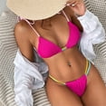 thumbnail image 4 of WREESH Womens Two Piece Swimsuit String Bikini Sets Fashion Solid Swimwear Bikini Split Swimsuit Set Beach Bathing Suit Hot Pink, 4 of 9