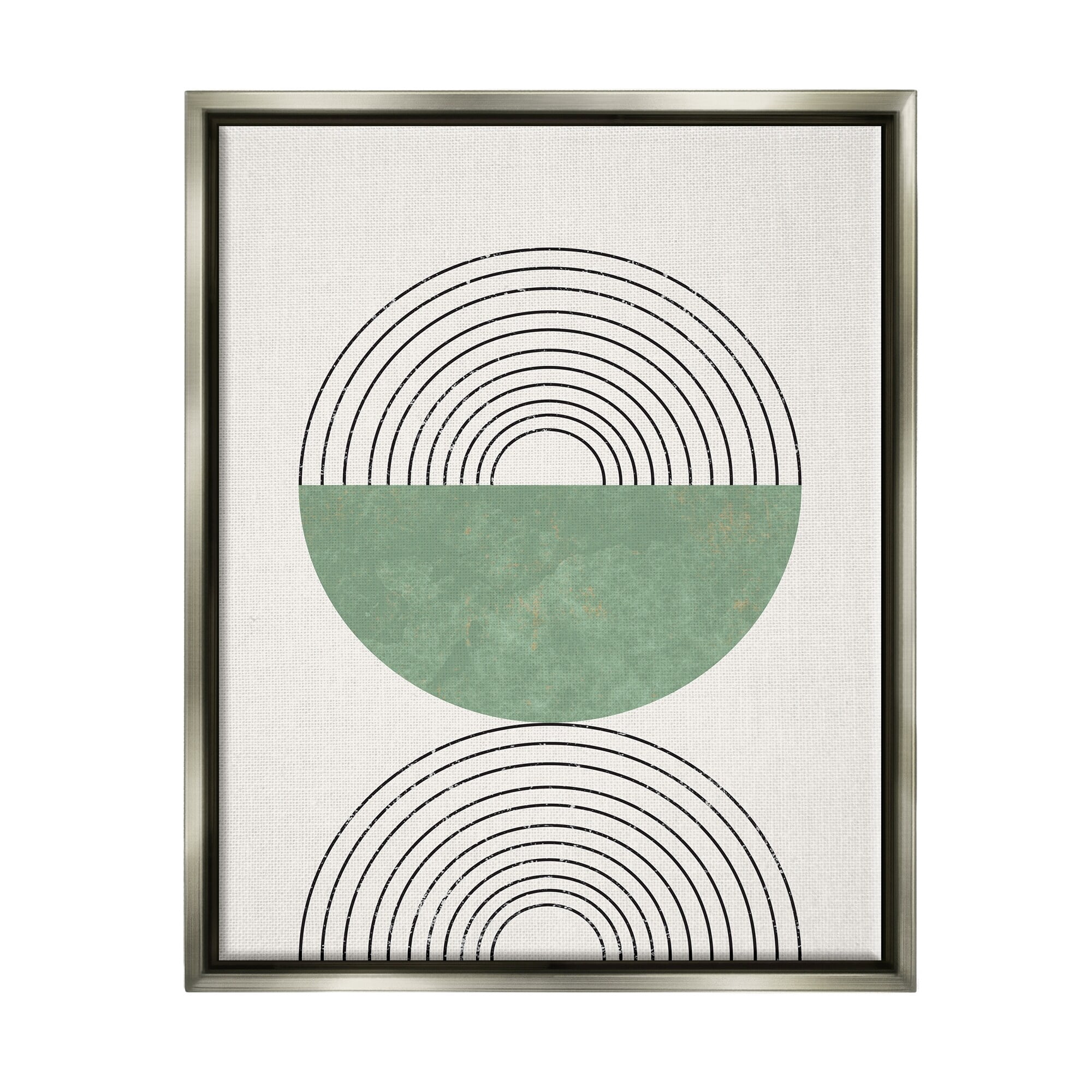 Stupell Industries Abstract Geometric Circular Study Curved Art Deco Luster Gray Framed Floating Canvas Wall Art, 16x20, by Daphne Polselli