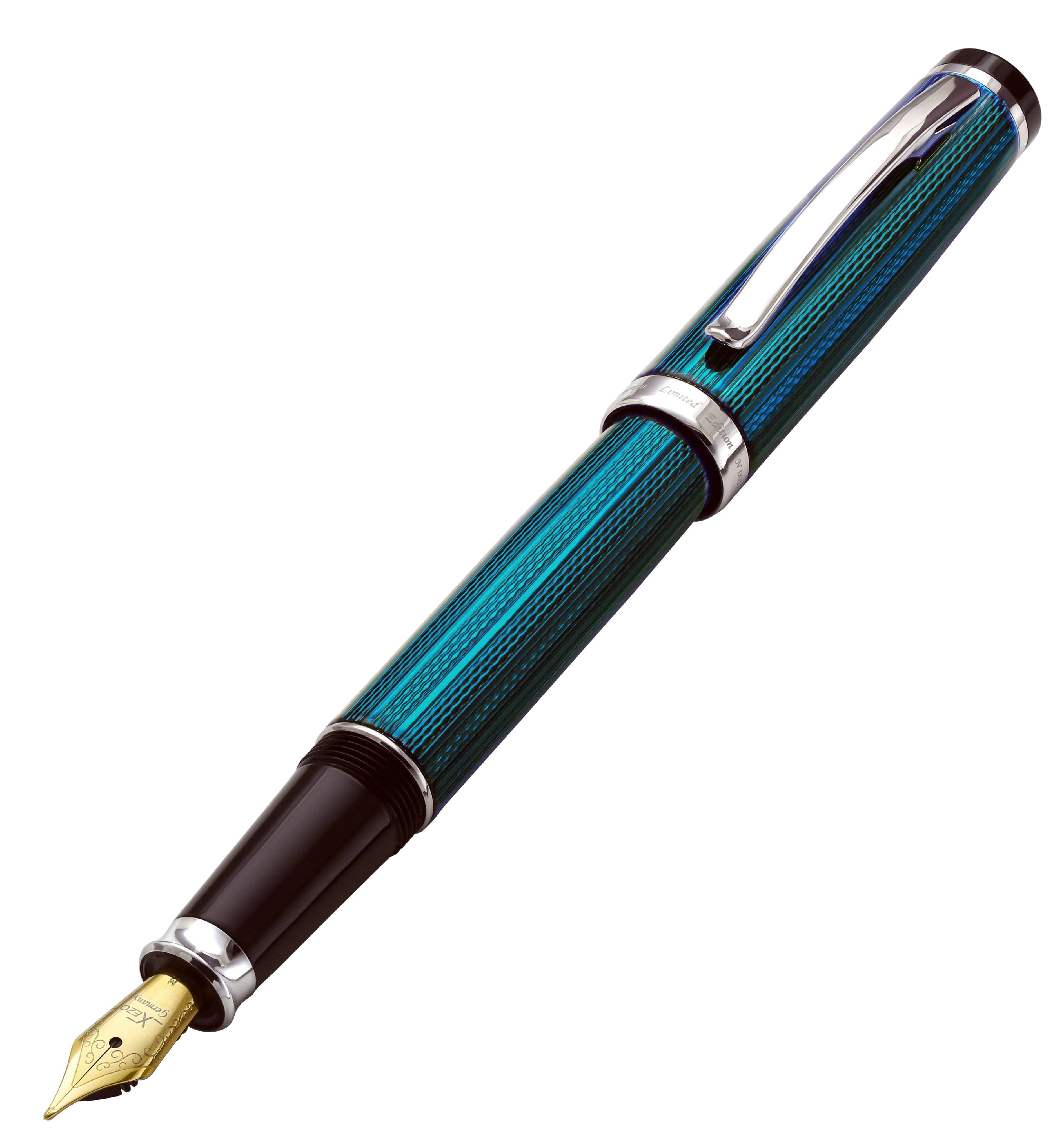 Xezo Xezo Incognito™ Diamond-Cut Lacquered Brass Fountain Pen (Medium Nib) - Deep Blue