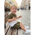 thumbnail image 3 of BemeyourBBs Toddler Baby Boy Summer Clothes 2 Pieces Outfit Waffle Knit Contrast Short Sleeve T Shirts and Pockets Shorts Set, 3 of 9