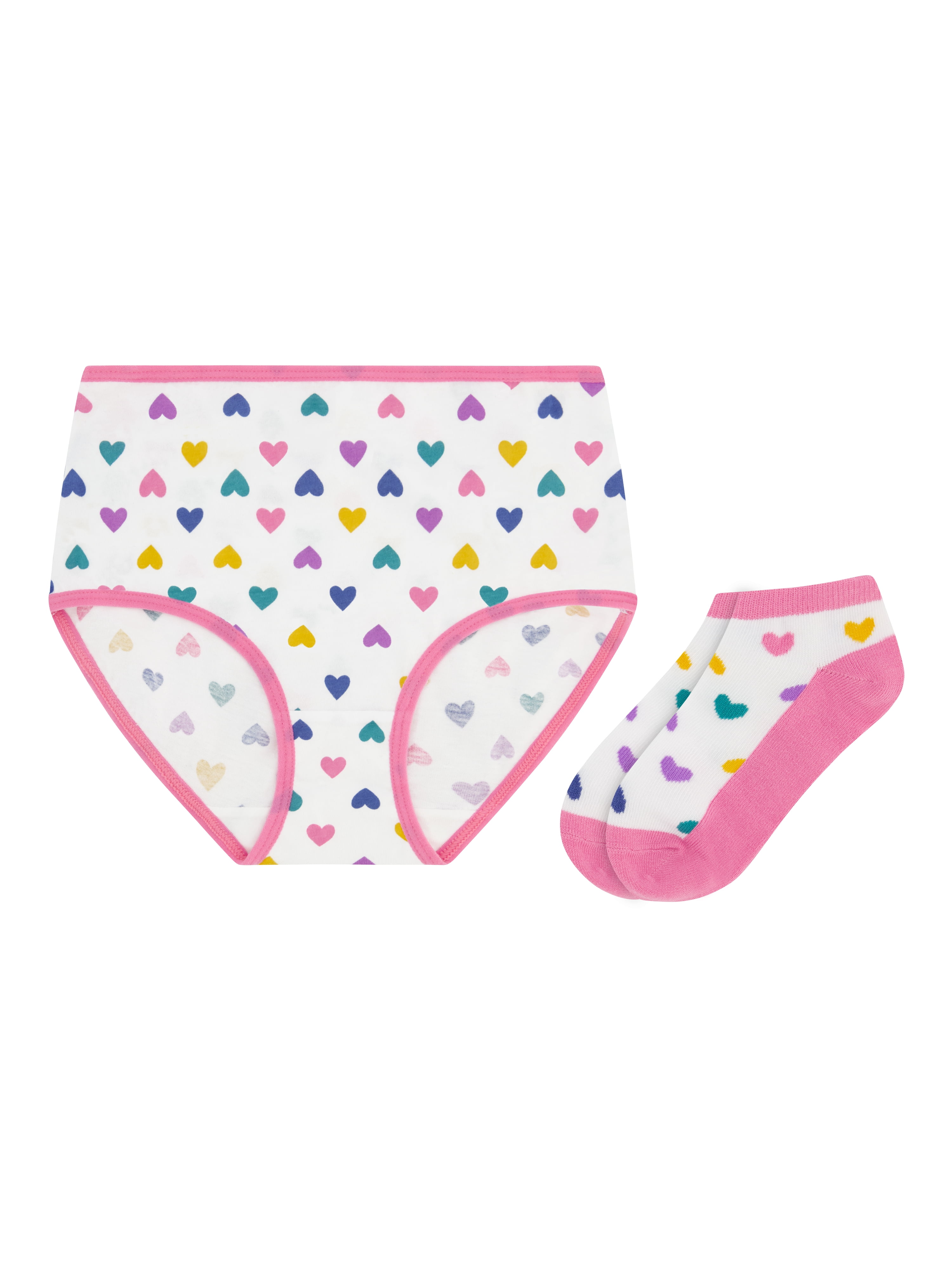 Wonder Nation Girls Cotton Underwear & Socks Bundle, 14-Pack, Sizes 4-16