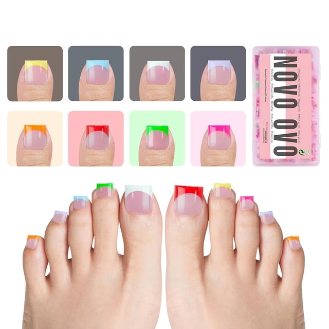 Puntas para uñas French Tip Toe NOVO OVO 240 unidades, 15 tamaños