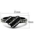 thumbnail image 2 of Luxe Jewelry Designs Women's Stainless Steel Heart Shaped Ring with Black Diamond Crystals - Size 6, 2 of 4