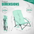 thumbnail image 3 of Sunnyfeel Folding Low Beach Chair, Breathable Mesh Lawn Chair with Detachable Cup Holder & Padded Armrests for Beach Camping Patio, 2 Pack, Mint Green, 3 of 7