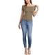 thumbnail image 2 of INSPIRAR CHIC Blusa de Mujer de Manga Corta Off the Shoulder a la Cadera Sólida XL Caqui, 2 of 5