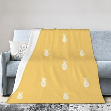 Yellow Pineapple Throw Blanket, Fluffy Soft Cozy Blanket Flannel Plush Microfiber Couch Throw 40"x30"