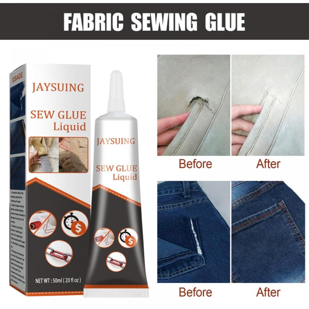 Cloth Repair Sew Glue Fabric Sewing Adhesive for Jeans Printing Pants  Cotton Flannel Denim Leather Fast Dry and Clear Washable