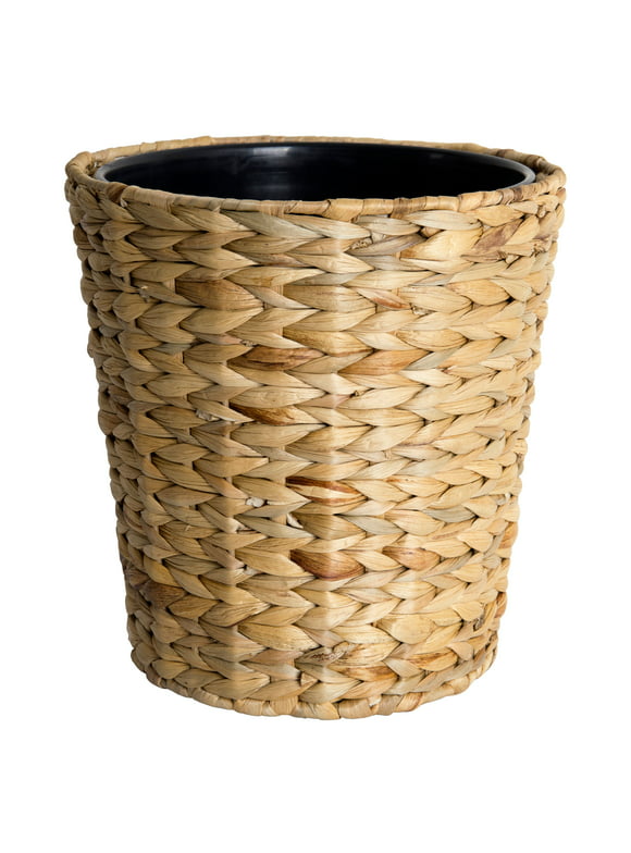 Better Home & Gardens Water Hyacinth 1.8 Gallon Wastebasket with Removable Liner, Natural