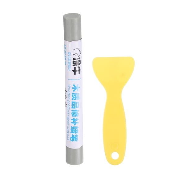 Uxcell Wood Filler Sticks Wood Furniture Scratch Repair Filler Sticks Furniture Touch Up Markers with Yellow Scraper for Wood Holes Wood Floor Table Door Cabinet, English-Gray