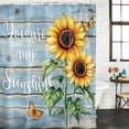 thumbnail image 3 of Yellow Sunflower Waterproof Fabric Shower Curtain,Butterfly Sunshine Blue Farmhouse Wood Waterproof Fabric Shower Curtain for Bathroom Curtains Bathtubs Shower Curtains with 12 Hooks Extra Long 72x84, 3 of 8