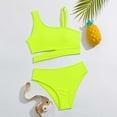 thumbnail image 4 of Aocisk Tankini Girls Girls Two Piece Swimsuit Solid Color Tankini Bikini Summer Beach Play Swimwear for Girls Age 7-12 Years Bathing Suit Girls Yellow 8-9 Years, 4 of 7
