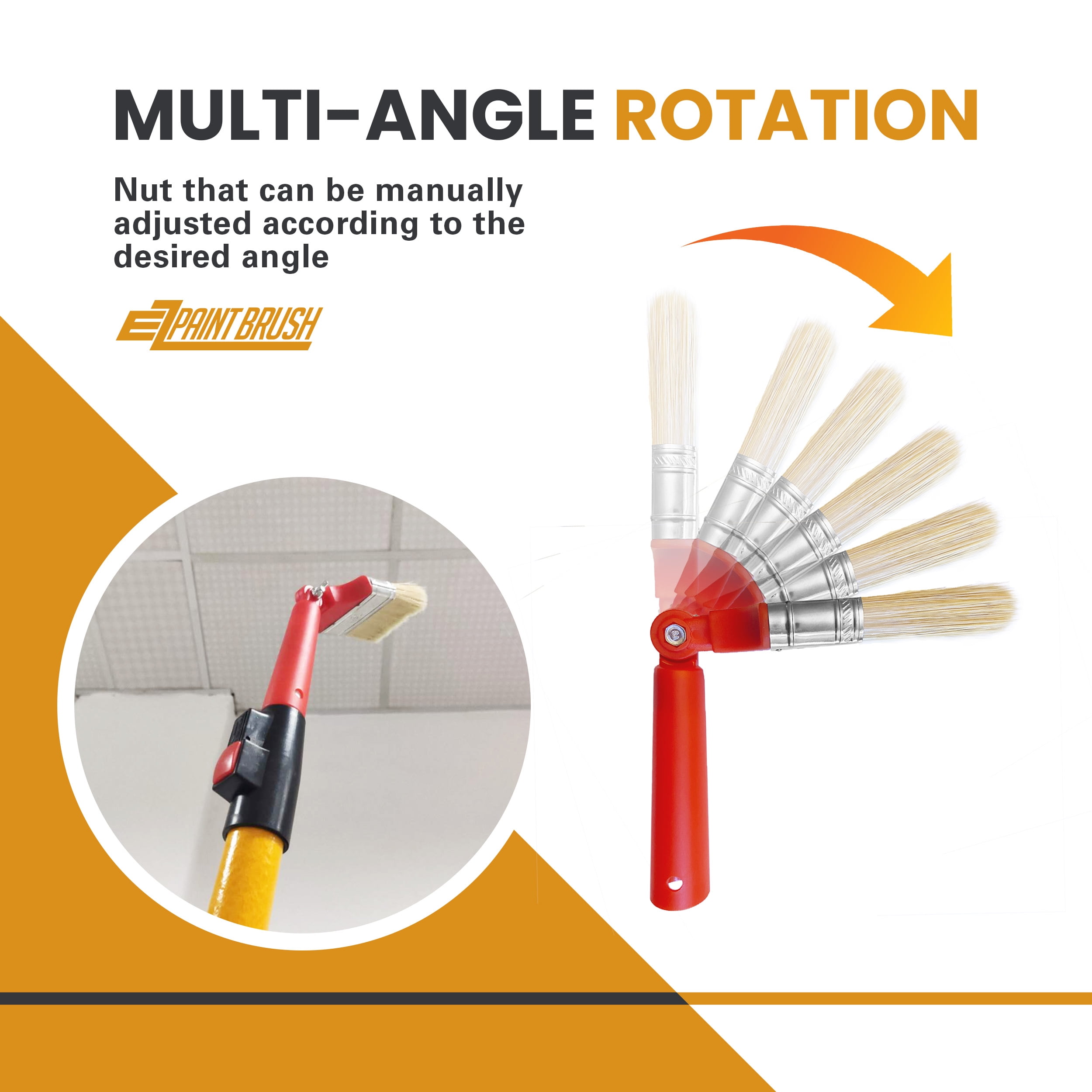 EZ Paint Brush | Angle Adjustable Flat Trim Paintbrush Set with Extension Pole