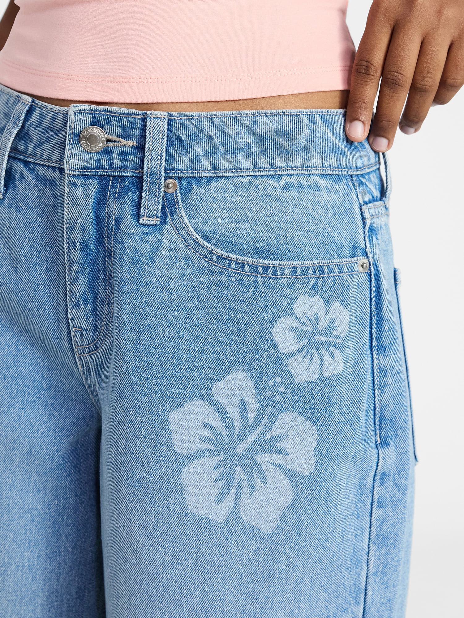 No Boundaries Low Rise Baggy Wide Leg Jeans, Women's 00-20