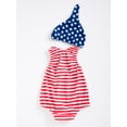 thumbnail image 6 of Niusricy 4th of July Clothes for Baby Girls Boys 1-18M Infant One-piece Rompers Stripe Crew Neck Jumpsuits Sleeveless Bodysuits with Star Print Cap Kids Toddler Cute Fashion Casual Summer Outfits, 6 of 6