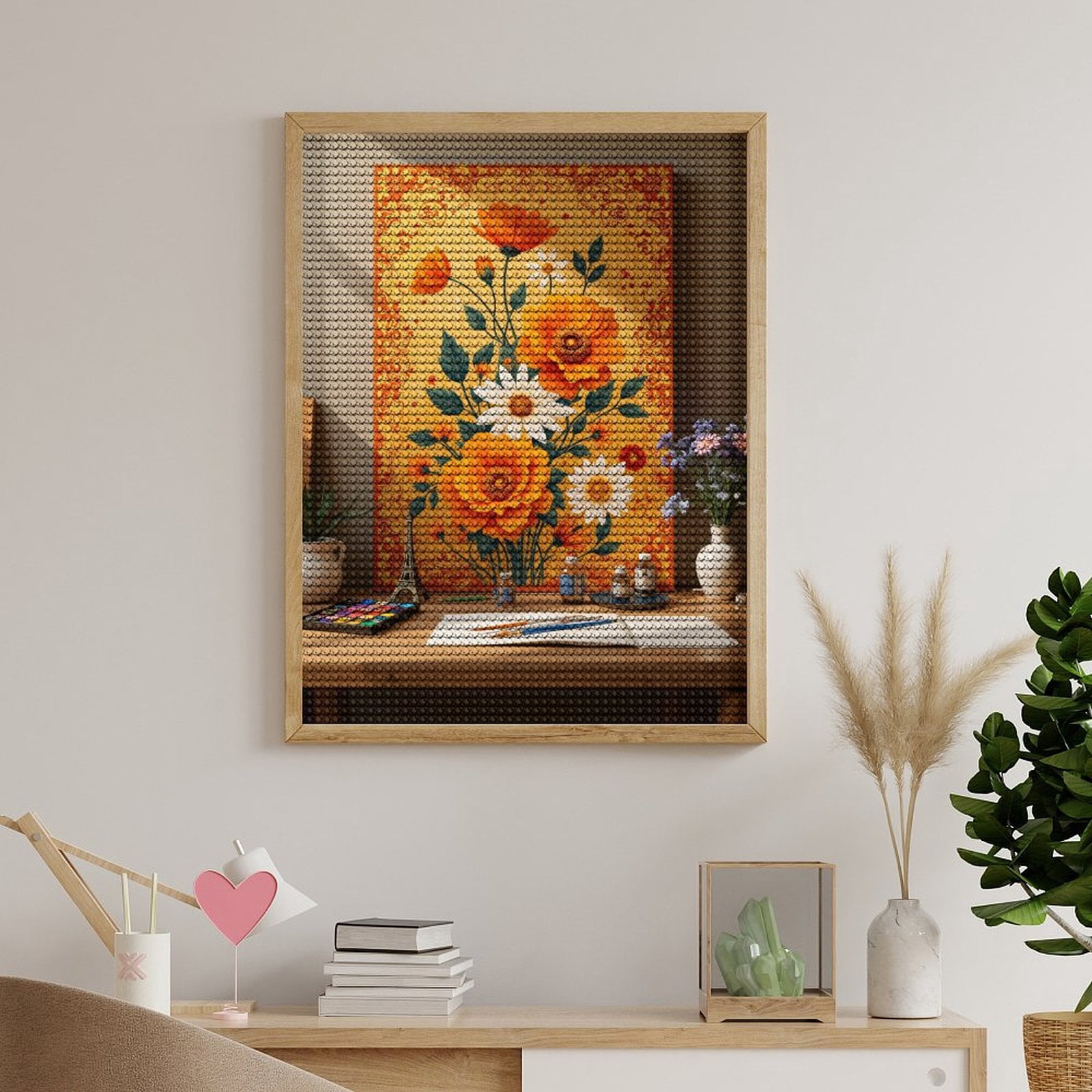 Diamond Art Kits for Adults, Radiant Floral Canvas Art Desk Setup 5D Diamond Painting Kits for Adults Beginners, DIY Full Drill Diamond Painting, Gem Art and Crafts 12x16